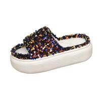 Generisch Pantoufles pour femme - Style rétro chic - Paillettes - Pantoufles à paillettes - Pantoufles élégantes et classiques - Vintage - Chaussures classiques pour le carnaval, lilas, 39 EU