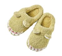 Generisch Pantoufles pour fille - En peluche - Pour garçon - En coton - Chaudes - Douces - Pour femme - Pour l'hiver - Légères - Antidérapantes - Faciles à enfiler, vert, 16 EU