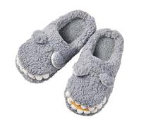Generisch Pantoufles pour fille - En peluche - Pour garçon - En coton - Chaudes - Douces - Pour femme - Pour l'hiver - Légères - Antidérapantes - Faciles à enfiler, gris, 18 EU