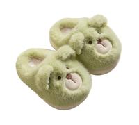 Generisch Pantoufles pour filles Hiver Chaud Flou Chaussures d'intérieur Mignon Ours Design Confortable Enfants Maison pour les tout-petits, vert, 26 EU
