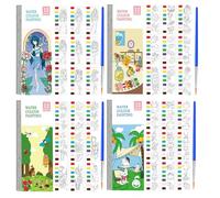 Generisch Papier de coloriage pour mini livres de coloriage et de coloriage, 4 kits d'art de voyage avec pages aquarelle, activité créative sûre et amusante | Fournitures d'artisanat pour les