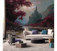 Generisch Papier Peint Fantaisie Chambre Salon Cuisine Intissé, Papier Peint Panoramique Forêt Enchantée Paysage, Deco Murale Fantaisie, 350 x 256 cm