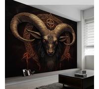 Generisch Papier peint intissé effet 3D avec motif animal, moutons fantastiques, pour salon, chambre à coucher, chambre d'enfant, couloir, moderne, 200 x 140 cm, design marron