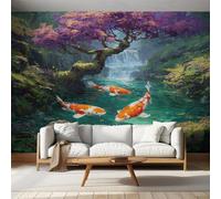 Generisch Papier Peint Japonais Chambre Salon Cuisine Intissé, Papier Peint Panoramique Forêt Paysage Cascade, Deco Murale Japonais, 130 x 80 cm, SH0002