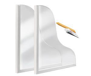 Generisch Pare-éclaboussures en acrylique - 2 pièces - Barrière transparente pour douche - Grande protection anti-éclaboussures d'angle de salle de bain pour baignoire, cuisine, buanderie, serpillère