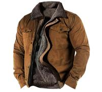 Generisch Parka d'hiver cargo doublée pour homme - Veste d'hiver avec capuche amovible chaude - Veste demi-saison - Col montant - Style militaire - Parfait pour les loisirs, l'extérieur, la randonnée