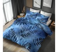 Generisch Parure De Lit 220x240 Bleu Feuilles Adulte Enfant, Housse De Couette Brume Noir Branche 2 Person avec Fermeture éclair, 2 Taie d'oreiller, Linge De Lit 100% Microfibre LS2291