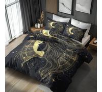 Generisch Parure De Lit Fille Soleil 220x240 Adulte Enfant, Housse De Couette étoile Tarot Cartomancie 2 Person avec Fermeture éclair, 2 Taie d'oreiller, Linge De Lit 100% Microfibre LS604
