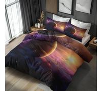 Generisch Parure De Lit Galaxie 220x240 Adulte Enfant, Housse De Couette Espace Planète Stars 2 Person avec Fermeture éclair, 2 Taie d'oreiller, Linge De Lit 100% Microfibre
