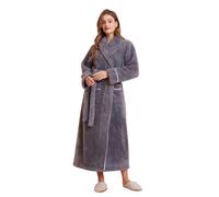 Generisch Peignoir à manches longues pour femme Automne/Hiver Flanelle Chaud Doux Lounwear Couleur unie avec capuche et poches Chemise de nuit élégante et confortable Survêtement de loisirs