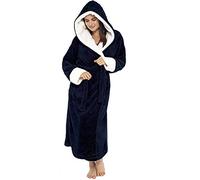 Generisch Peignoir de bain femme en éponge avec capuche, peignoir de sauna moelleux en polaire, peignoir du matin absorbant, vêtement de nuit long, robe confortable à manches longues, peignoirs