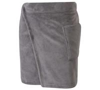 Generisch Peignoir de bain portable uni avec serviette de bain à fermeture de poche, gris, L