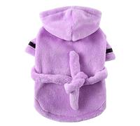 Generisch Peignoir d'hôtel pyjama robe de nuit pour animaux de compagnie chats chiens vêtements d'animaux doux avec fonction serviette (violet, XL)