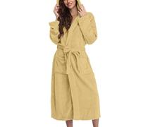 Generisch Peignoir en Frottee pour Femmes avec Capuche, Longue Robe de Chambre Flannelle Sauna Léger Grandes Tailles Kimono Peignoir avec Capuche Confortable Doux Pyjama de Nuit Costume de Loisirs