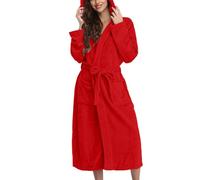 Generisch Peignoir en Frottee pour Femmes avec Capuche, Longue Robe de Chambre Flannelle Sauna Léger Grandes Tailles Kimono Peignoir avec Capuche Confortable Doux Pyjama de Nuit Costume de Loisirs