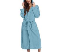 Generisch Peignoir en Frottee pour Femmes avec Capuche, Longue Robe de Chambre Flannelle Sauna Léger Grandes Tailles Kimono Peignoir avec Capuche Confortable Doux Pyjama de Nuit Costume de Loisirs