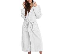 Generisch Peignoir en Frottee pour Femmes avec Capuche, Longue Robe de Chambre Flannelle Sauna Léger Grandes Tailles Kimono Peignoir avec Capuche Confortable Doux Pyjama de Nuit Costume de Loisirs