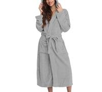 Generisch Peignoir en Frottee pour Femmes avec Capuche, Longue Robe de Chambre Flannelle Sauna Léger Grandes Tailles Kimono Peignoir avec Capuche Confortable Doux Pyjama de Nuit Costume de Loisirs