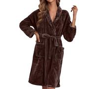 Generisch Peignoir en tissu éponge pour femme - Grandes tailles - Peignoir de bain en polaire - Peignoir de sauna moelleux - Manteau chaud - Poncho de bain doux - Avec poches - Élégant - Jupe de