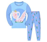 Generisch Peignoir Enfant 2 Pièces Ensemble Pyjama Manches Longues Haut Pantalon pour Bébé Fille Enfant Vêtements de Nuit Coton Combinaison Femme Été, bleu, 1-2 ans