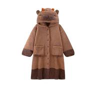 Generisch Peignoir Femme Coton à Capuche Une Pièce Chaud Flanelle Pyjama Élégant Hiver Vêtements de Nuit Grandes Tailles Chemise de Nuit Confortable Doux Manteau Thermique Douillet Nuisette
