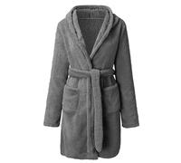 Generisch Peignoir Homme Noir Rouge Homme Épais Velours Chaud Manches Longues Vêtements de Maison Décontracté, Simple, Confortable, Peignoir en Flanelle, Peignoir de Voyage Léger Femmes, gris, S