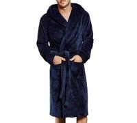 Generisch Peignoir Homme Noir Rouge Peignoir Homme Pyjama Hiver Flanelle Ample Épais Chemise de Nuit avec Fermeture Éclair Costume Chemise de Nuit Homme Manches Longues Bio, bleu, XXL