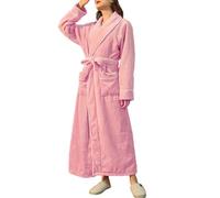Generisch Peignoir long en polaire douce avec col châle et poches profondes pour les journées d'hiver confortables, idéal comme vêtement de nuit, Rose, XL