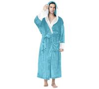 Generisch Peignoir long pour homme - Couleur unie - En flanelle - Polaire - Confortable - Doux et confortable, O bleu ciel, S