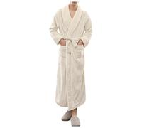 Generisch Peignoir moelleux pour homme - Extra long - Sans capuche - Léger - Grande taille - Séchage rapide - Peignoir de bain pour homme, O blanc., M