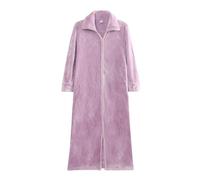 Generisch Peignoir pour homme avec fermeture éclair - Doux et confortable - Long polaire - Vêtement de nuit - Doux pour la peau - Loungewear - Robe kimono - Long peignoir moelleux, O violet, L
