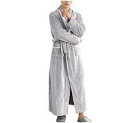 Generisch Peignoir unisexe automne/hiver surdimensionné en flanelle chaude couleur unie douce et confortable chemise de nuit tendance élégante peignoir de sauna pour spa, maison et hôtel, gris, M