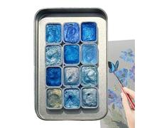 Generisch Peinture aquarelle pailletée - 12 couleurs - Kit d'apprentissage - Kit de dessin portable pour débutants, et filles - Matériel créatif pour la maison, la salle de classe, les cours à