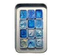 Generisch Peinture aquarelle scintillante - Kit d'aquarelle portable avec 12 couleurs - Pigments métalliques - Accessoires de peinture pour voyage - Palette de dessin compacte - Kit aquarelle à