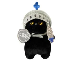 Generisch Peluche Chat Chevalier Douce - Peluche Chat blindé héroïque - courageuse pour Jeux de rôle - Coussin de Chat Guerrier Douillet - Anniversaire Unique F