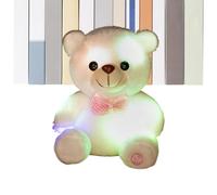 Generisch Peluche lumineuse de 20 centimètres - Douce - Décoration de chambre - Ours nœud - En tissu - Pour chambre à coucher, canapé, fille, adulte, Noël, Saint-Valentin et anniversaire