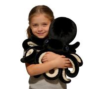 Generisch Peluche pieuvre, mignonne, décoration de jouet marin, doudou créatif, jouet marin, pour dormir et apaiser les enfants et filles, noir, 30 cm