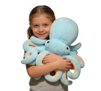 Generisch Peluche pieuvre, mignonne, décoration de jouet marin, doudou en peluche créative, jouet marin, pour apaiser le sommeil, pour enfants et filles, bleu, 30 cm