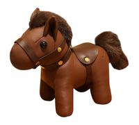 Generisch Peluche poney en cuir - 2026 ans du cheval - En cuir synthétique et en peluche comme cadeau de Nouvel An - Mascotte mignonne et doudou à collectionner pour et adultes