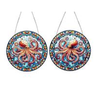 Generisch Pendentif de peinture diamant DIY avec chaîne, pieuvre, moderne, polychlorure de vinyle, à suspendre, pour anniversaire, Noël, anniversaire