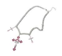 Generisch Pendentif en forme de croix tendance coréenne | Collier punk avec croix arc-en-ciel pour femme, mode coréenne, bijou esthétique unique, cool pour filles