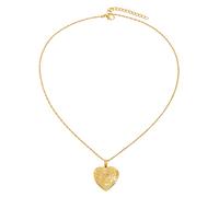 Generisch Pendentif médaillon en forme de cœur rose émaillé 14 carats - Or jaune massif 14 carats - 12 mm - Pour photos, messages, sentimentals