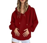 Generisch Penser Sweat à capuche décontracté pour femme avec manches raglan unies, sweat en polaire confortable, veste à capuche légère et chaude pour le quotidien Pull en laine pour femme, Brique