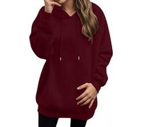 Generisch Penser Sweat à capuche décontracté pour femme avec manches raglan unies, sweat en polaire confortable, veste à capuche légère et chaude pour le quotidien Pull en laine pour femme, Bordeaux