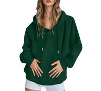 Generisch Penser Sweat à capuche décontracté pour femme avec manches raglan unies, sweat en polaire confortable, veste à capuche légère et chaude pour le quotidien Pull en laine pour femme, vert, M