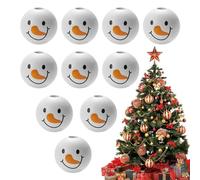 Generisch Perles en bois de Noël - 20 mm - Visage de bonhomme de neige - Perles rondes en bois avec impression de Noël - Décorations d'Halloween et d'hiver