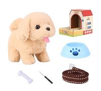 Generisch Perro Eléctrico Mascota Electrónica Interactiva de Peluche, Camina y Ladra | Perrito Realista Con Correa, Sonido y Movimiento de Cola | para Niños, Regalo, Hogar, Sala de Juegos