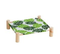 Generisch Pet Cot Lit pour chien élévé lavable - Bois 53 x 48 x 13 cm 740 g Intérieur et extérieur - Hamac pour petits chiens et chats - Feuille tropicale Dinosaur Blue Alpaca