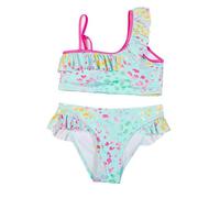 Generisch Pétale Maillot de Bain Femme Volants Fendu Maillot de Bain Fille Moyen et Grand Maillots de Bain Ventre Haut, vert, 6-7 ans