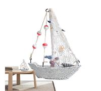 Generisch Petit bateau à voilier, modélisation de bateau à voilier | Décoration en bois | Accessoires photo nautiques vintage en bois pour fête à thème avec coquillage
